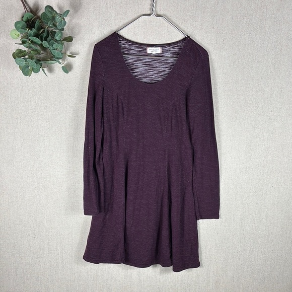 Max Studio Dresses & Skirts - Max Studio > Purple Long Sleeve Scoop Neck Trapeze Sweater Dress Small